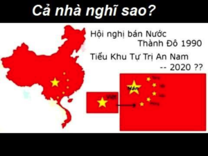 Another example meme. From top, "What do you all think? [from] The treasonous 1990 Chengdu Conference. [to] The Annam Autonomous Zone 2020??” From the Café Ku Bua facebook page, which has 115,290 followers.